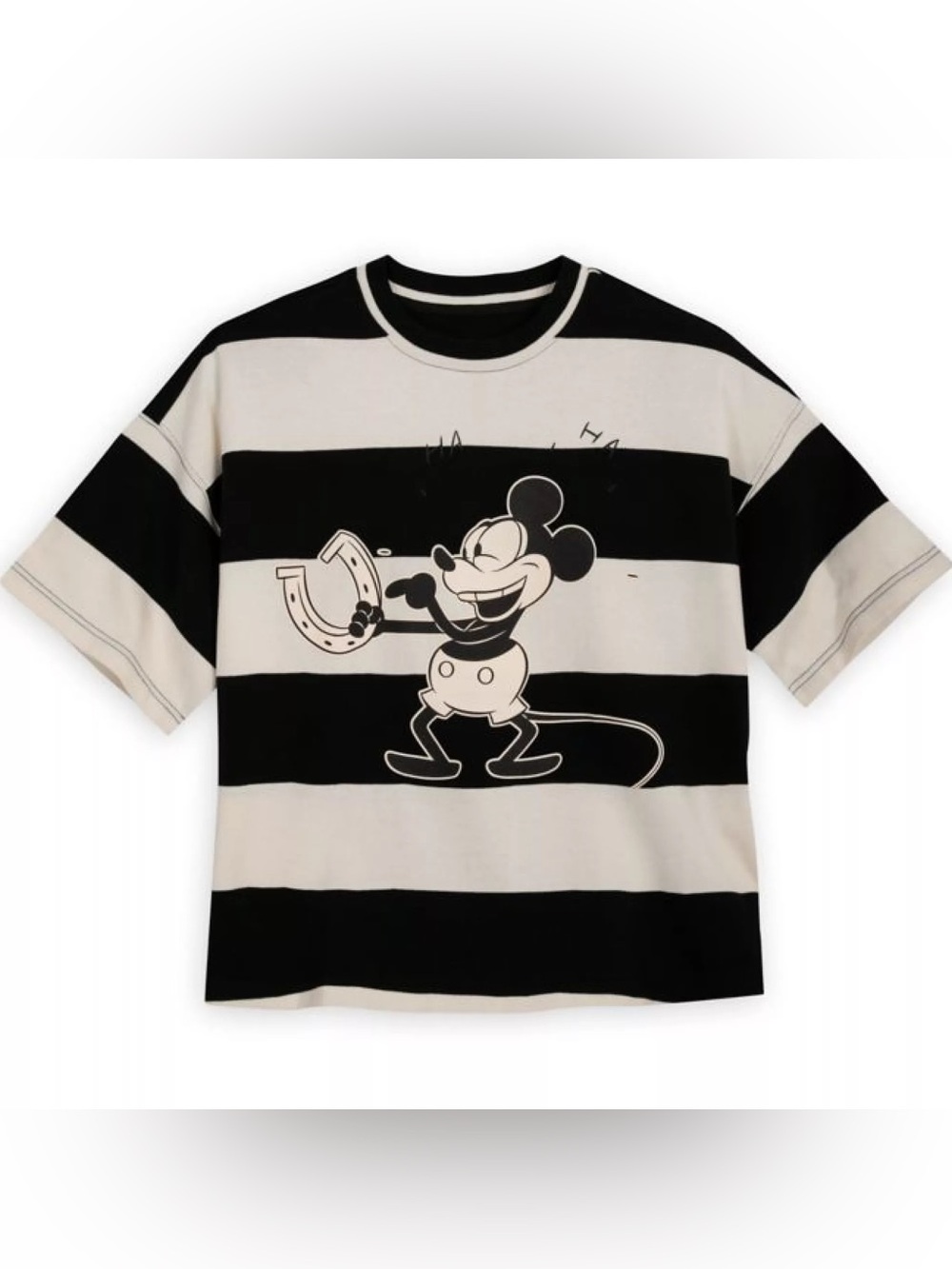 Disney Mickey Mouse Oversized Size Medium Striped Graphic Tee Minimalist Travel